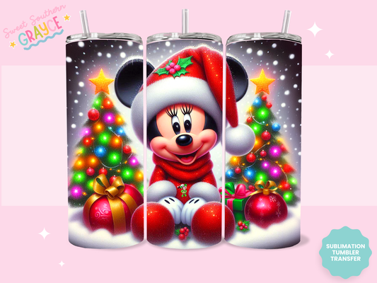 20oz SUBLIMATION TRANSFER - GIRL MOUSE CHRISTMAS