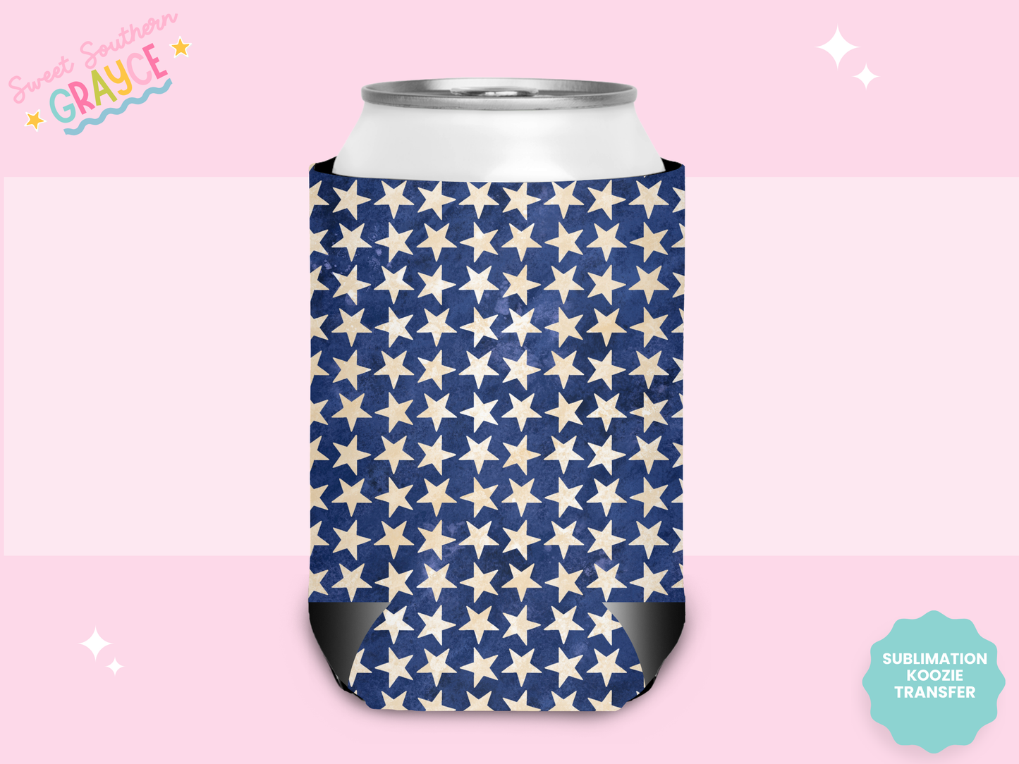 CAN KOOZIE SUB TRANSFER - BLUE STARS