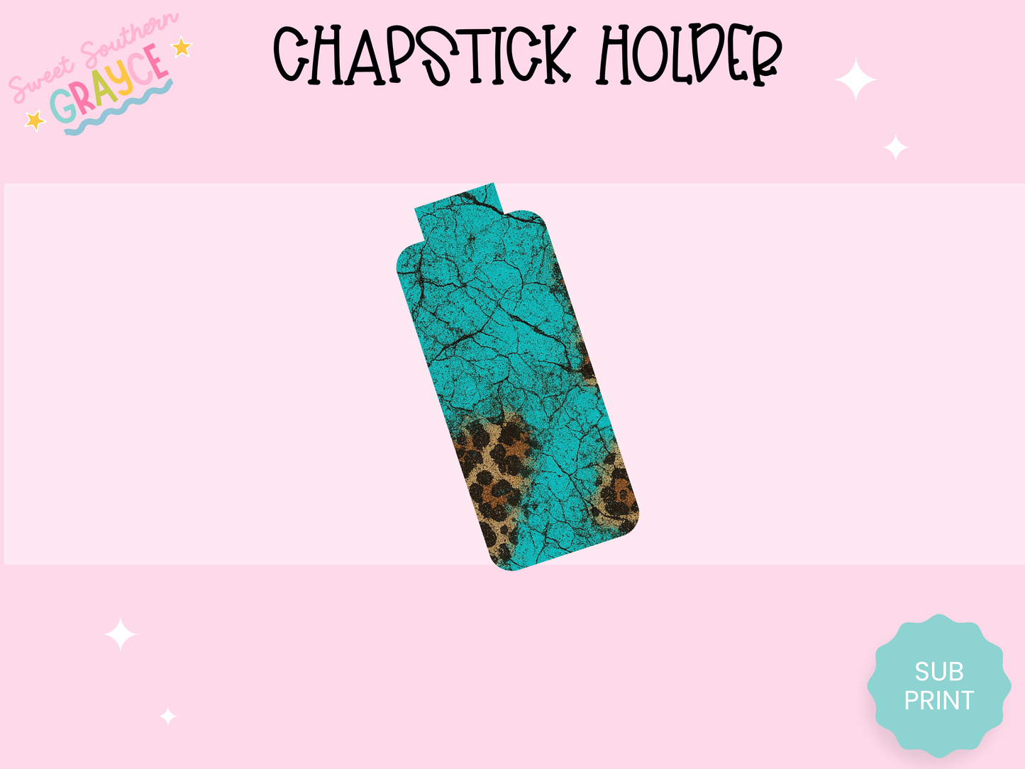 CHAPSTICK HOLDER- TURQ CHEETAH