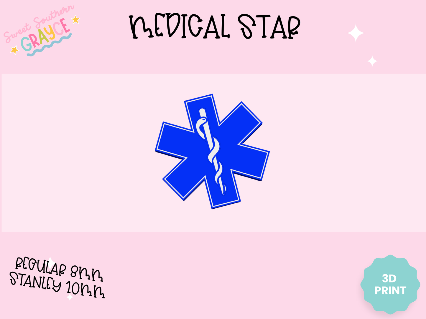 3D STRAW TOPPER- MEDICAL STAR