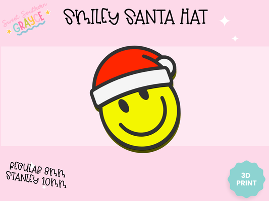 3D STRAW TOPPER- SMILEY SANTA