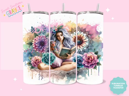 20oz SUBLIMATION TRANSFER - GIRL READING BOOK