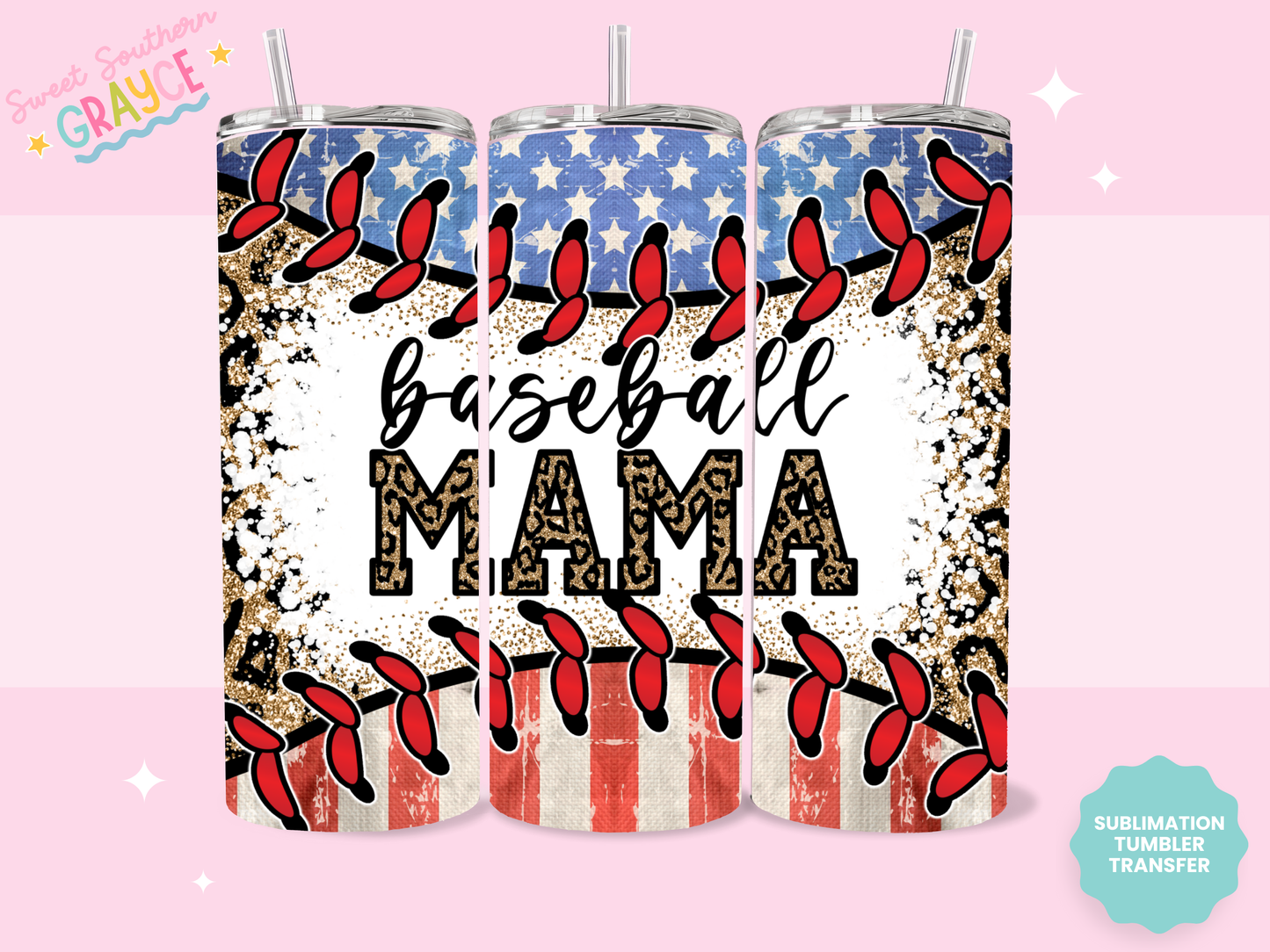 20oz SUBLIMATION TRANSFER - BASEBALL MAMA