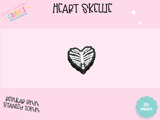 3D STRAW TOPPER- HEART SKELLIE