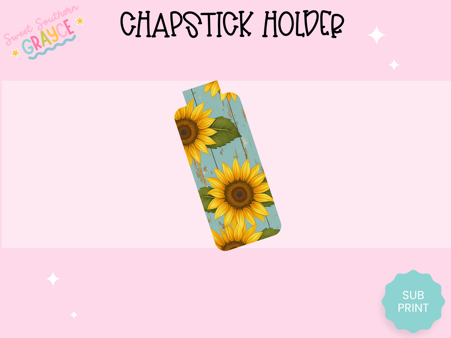CHAPSTICK HOLDER- BLUE SUNFLOWER