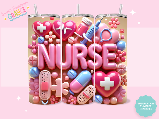 20oz SUBLIMATION TRANSFER - PINK NURSE THINGS