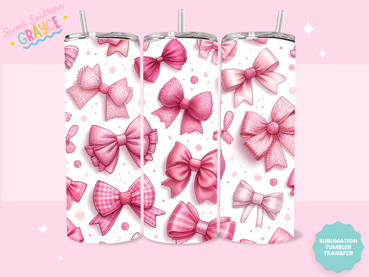 20oz SUBLIMATION TRANSFER - PINK BOWS