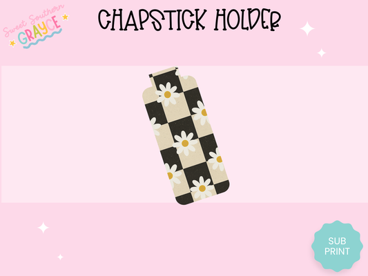 CHAPSTICK HOLDER- CHECKERED FLOWERS