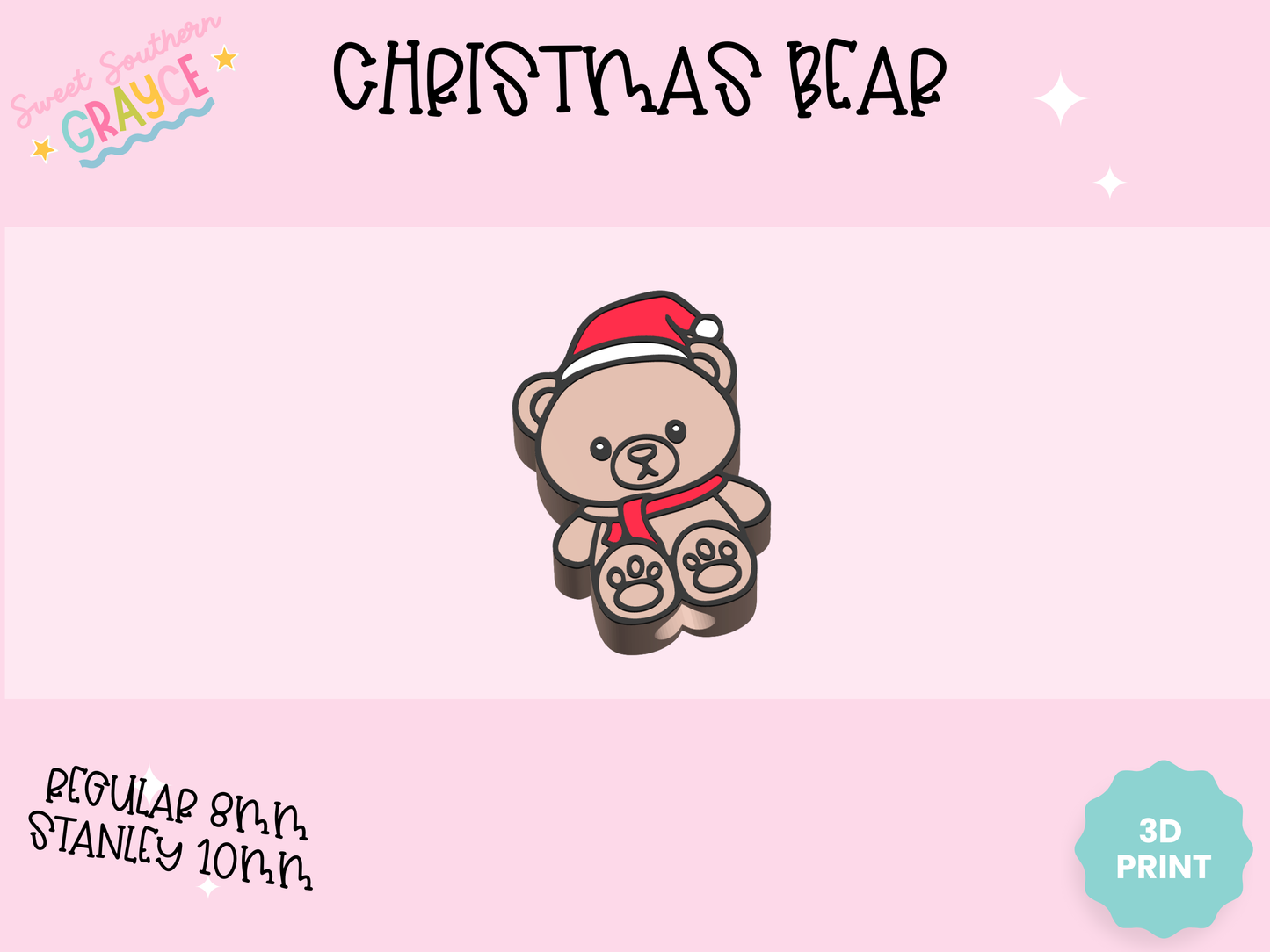 3D STRAW TOPPER- CHRISTMAS BEAR