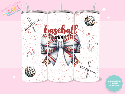 20oz SUBLIMATION TRANSFER - BASEBALL MOM BOW