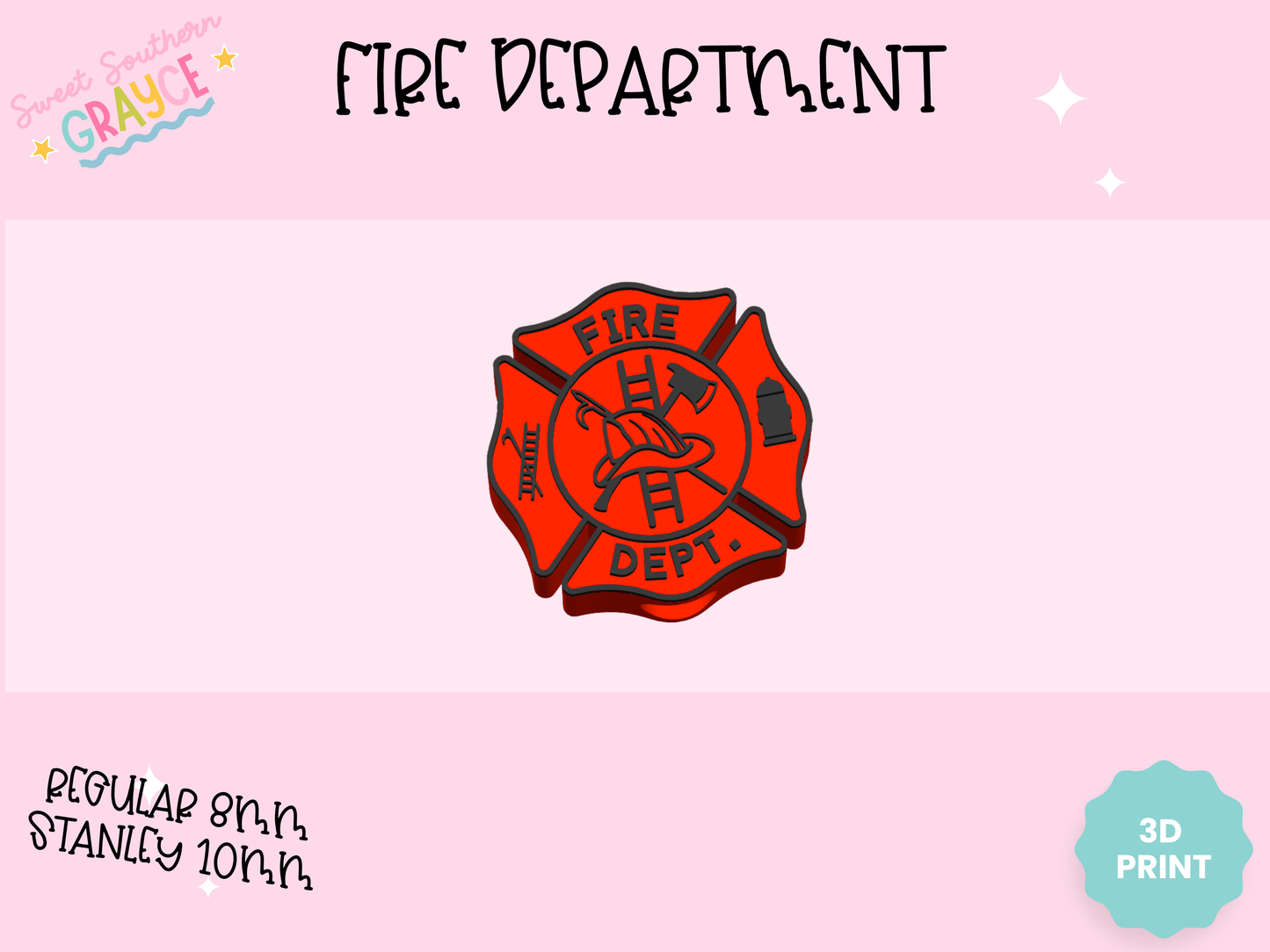 3D STRAW TOPPER- FIRE DEPARTMENT