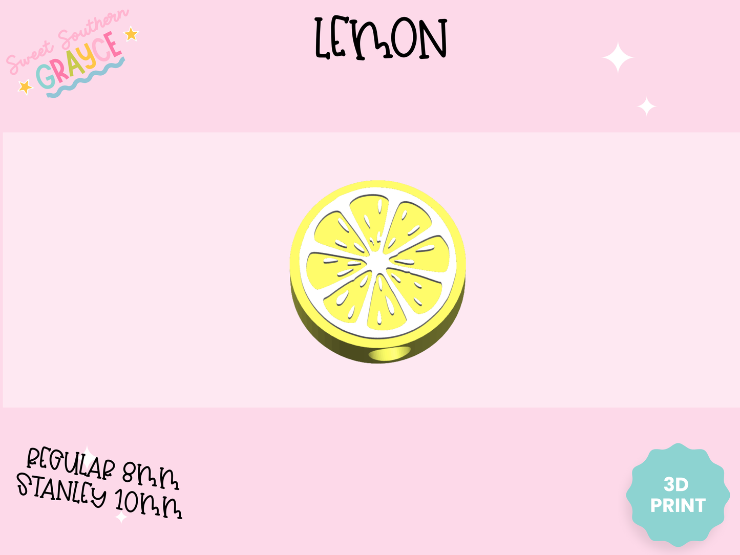3D STRAW TOPPER- LEMON