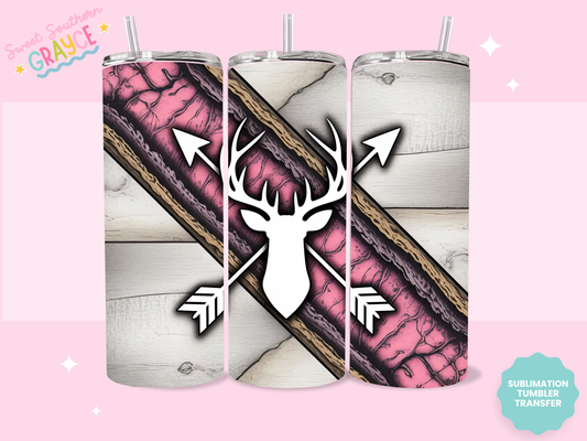 20oz SUBLIMATION TRANSFER- PINK DEER BOWS
