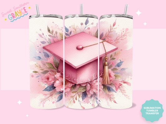 20oz SUBLIMATION TRANSFER - PINK GRAD CAP