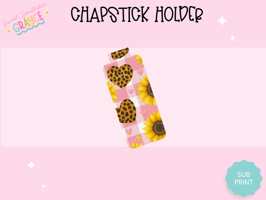 CHAPSTICK HOLDER- SUNFLOWER PINK HEART