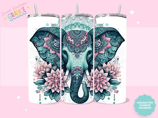 20oz SUBLIMATION TRANSFER - TEAL ELEPHANT