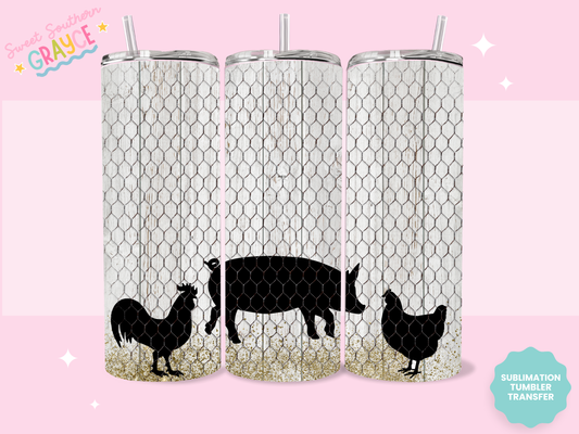 20oz SUBLIMATION TRANSFER - FARM ANIMALS