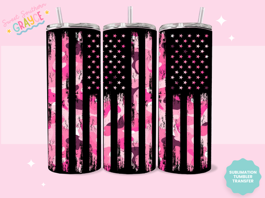 20oz SUBLIMATION TRANSFER - PINK CAMO FLAG