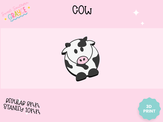 3D STRAW TOPPER- COW