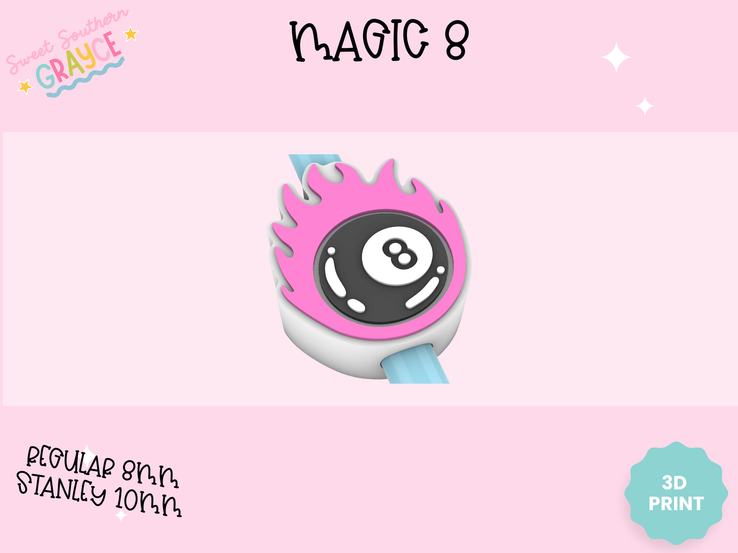 3D STRAW TOPPER- MAGIC 8