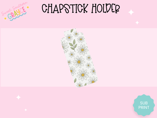 CHAPSTICK HOLDER- WHITE DAISIES