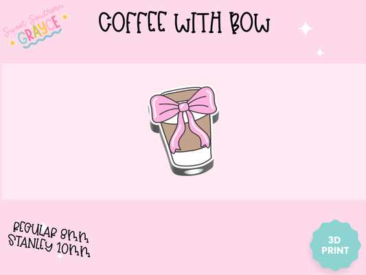 3D STRAW TOPPER- COFFEE WITH BOW