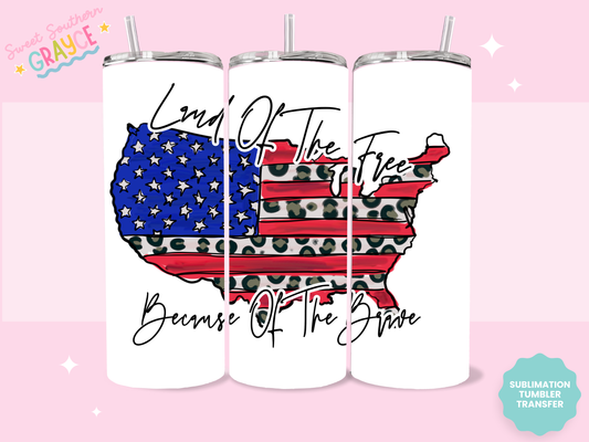 20oz SUBLIMATION TRANSFER - LAND OF THE FREE CHEETAH