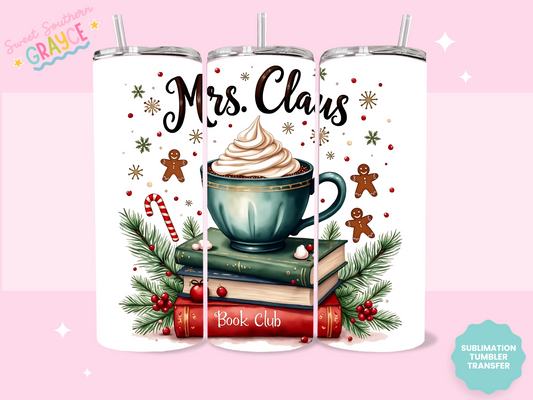 20oz SUBLIMATION TRANSFER - MRS CLAUS BOOK CLUB