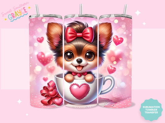 20oz SUBLIMATION TRANSFER - VALENTINE PUPPY