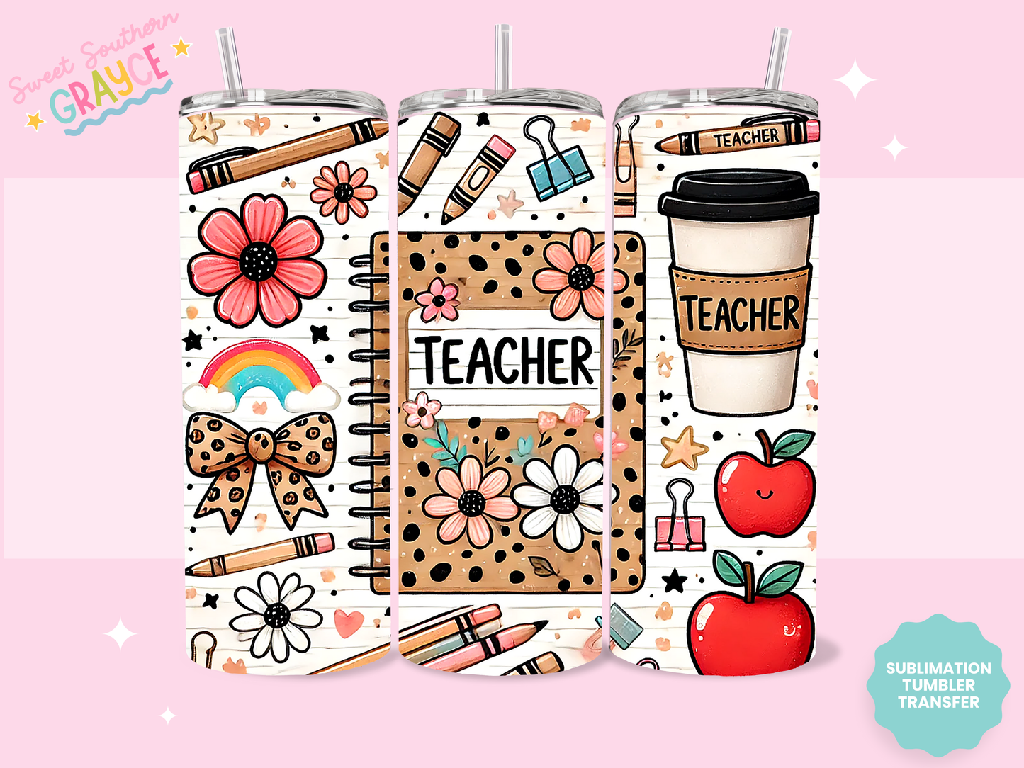 20oz SUBLIMATION TRANSFER- CHEETAH TEACHER THINGS