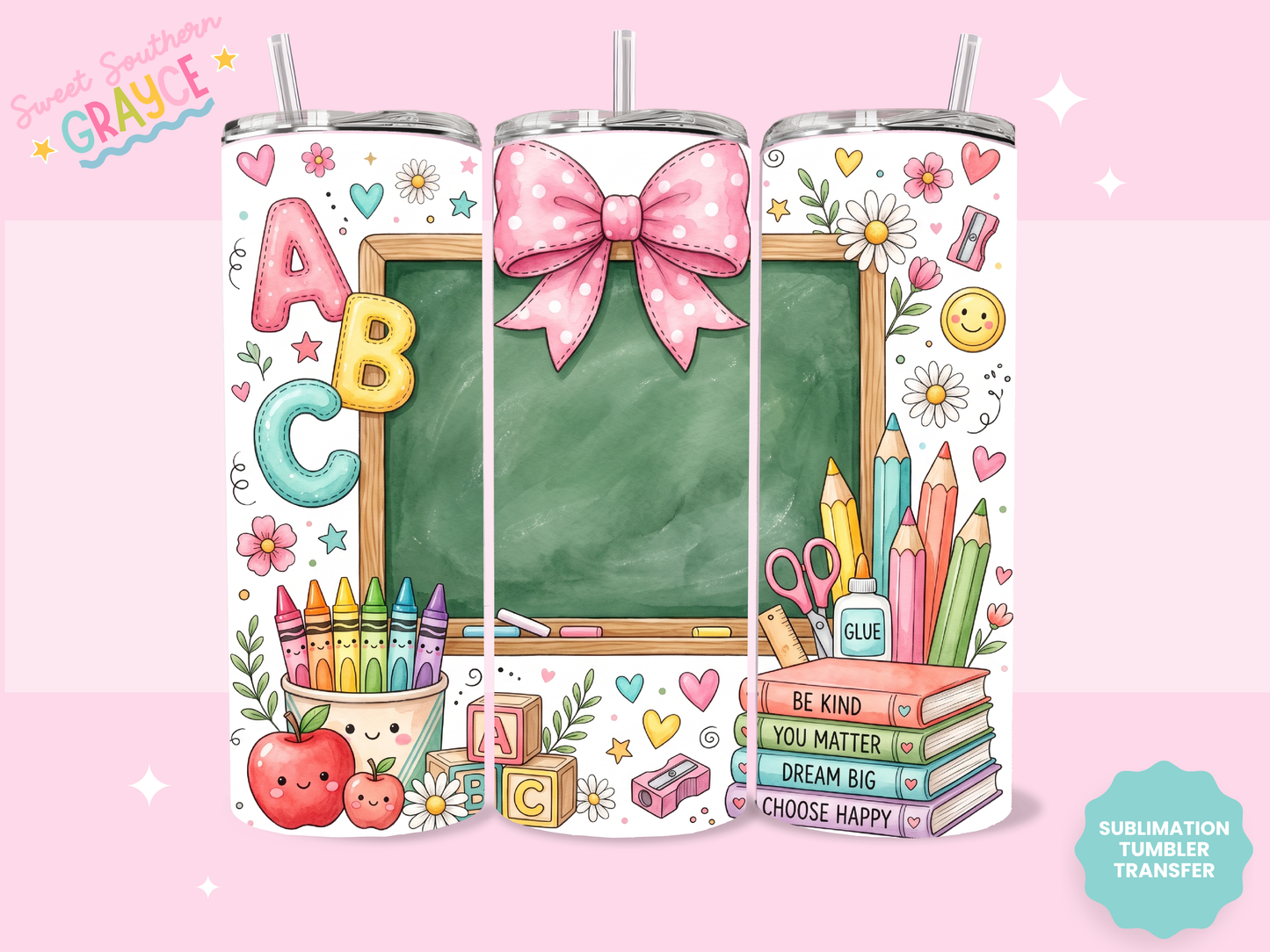 20oz SUBLIMATION TRANSFER- CUTE TEACHER THINGS