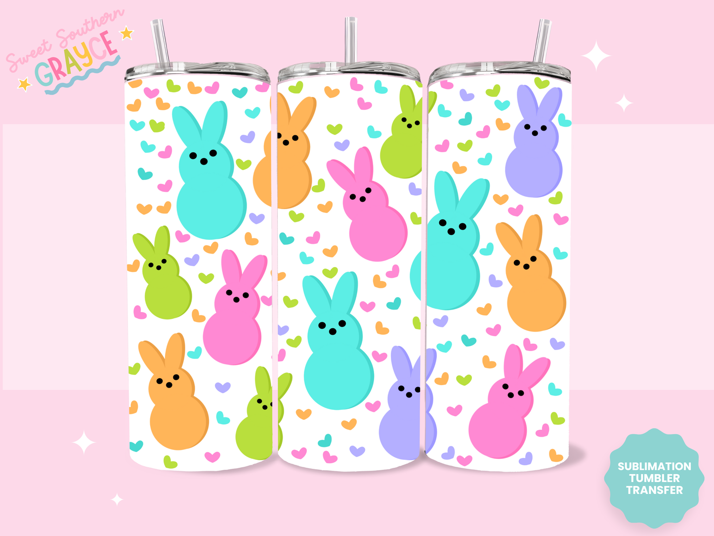20oz SUBLIMATION TRANSFER - COLOFUL BUNNIES