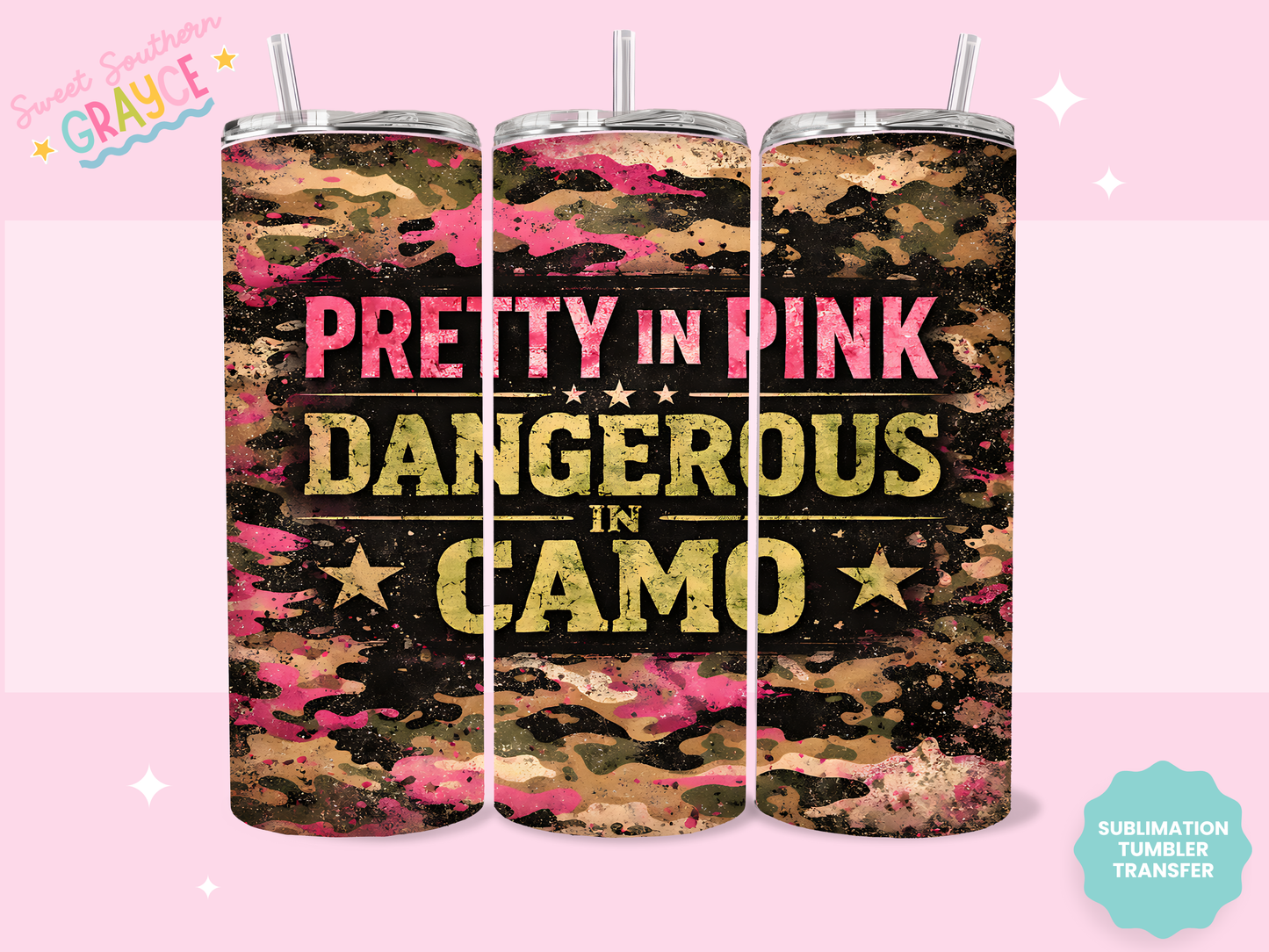 20oz SUBLIMATION TRANSFER- PRETTY IN PINK