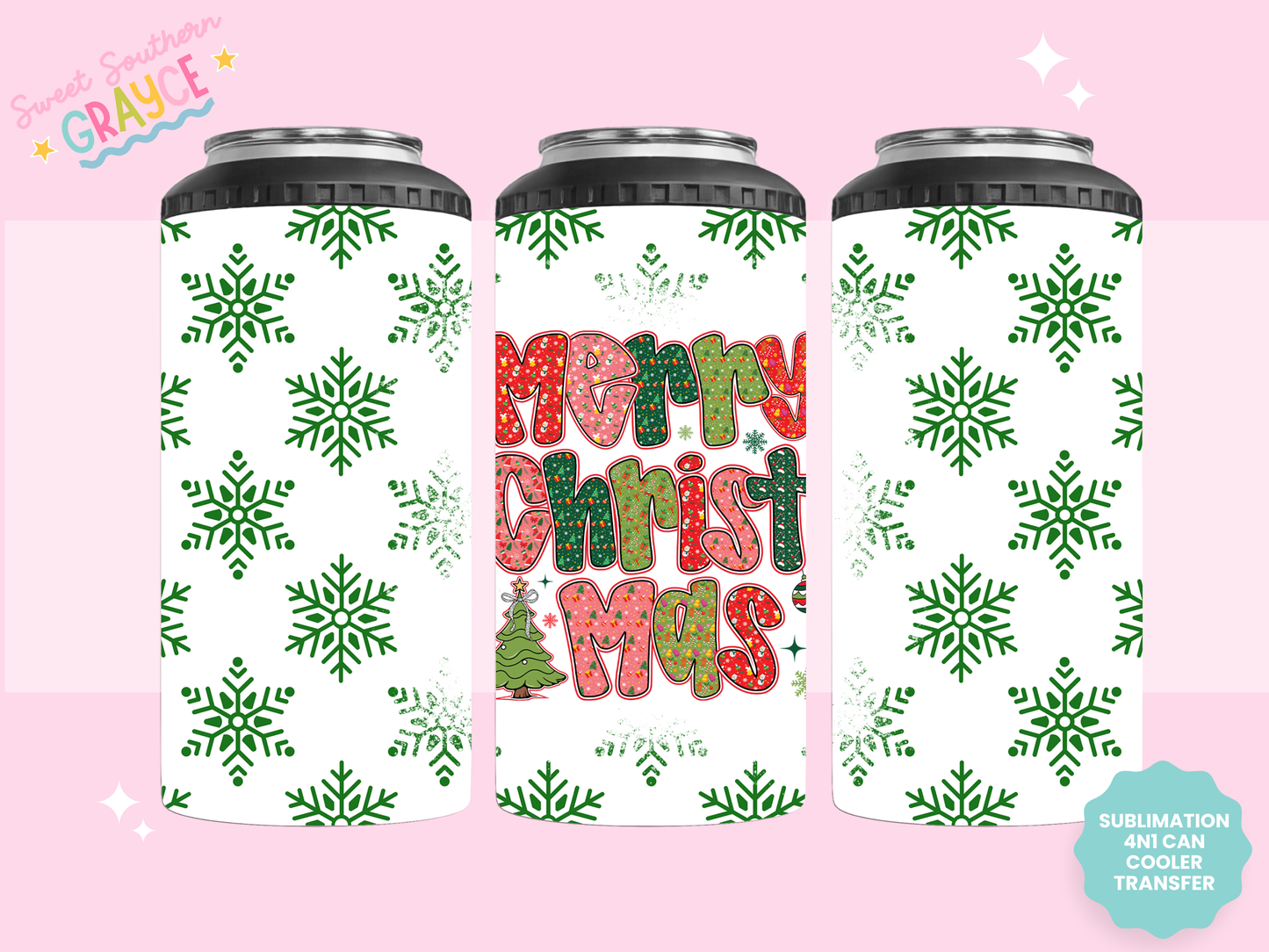 4n1 CAN COOLER TRANSFER- MERRY CHRISTMAS
