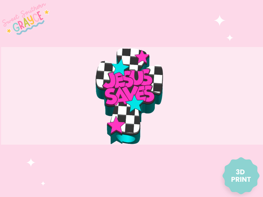 3D STRAW TOPPER- JESUS SAVES