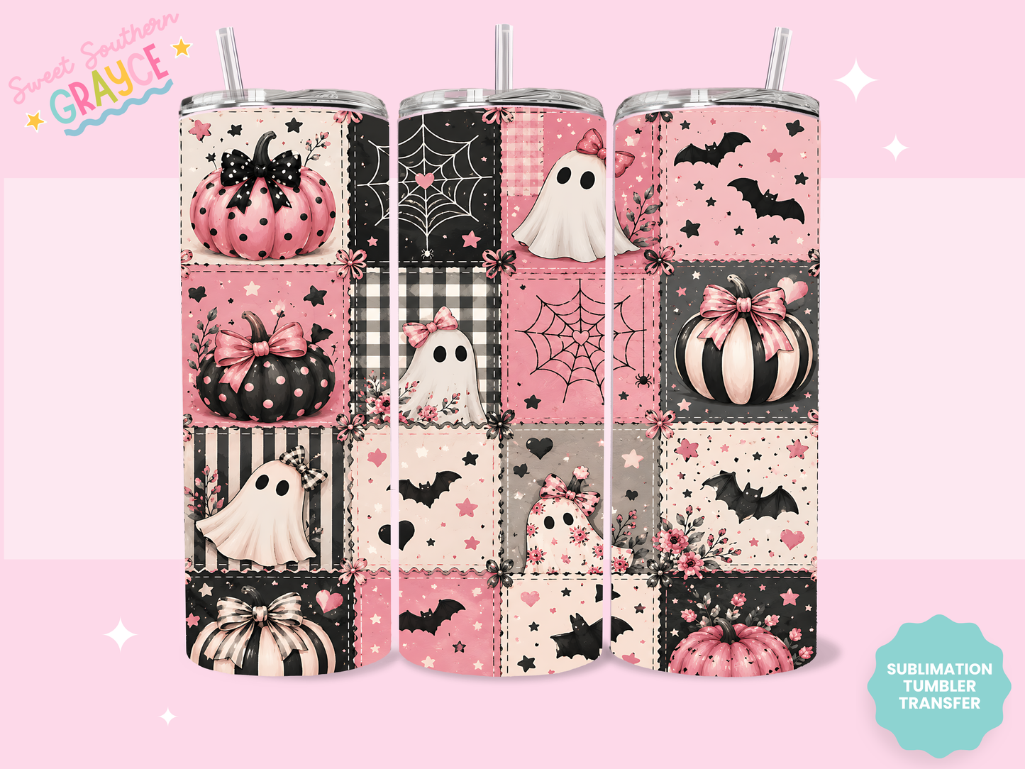 20oz SUBLIMATION TRANSFER- PINK HALLOWEEN