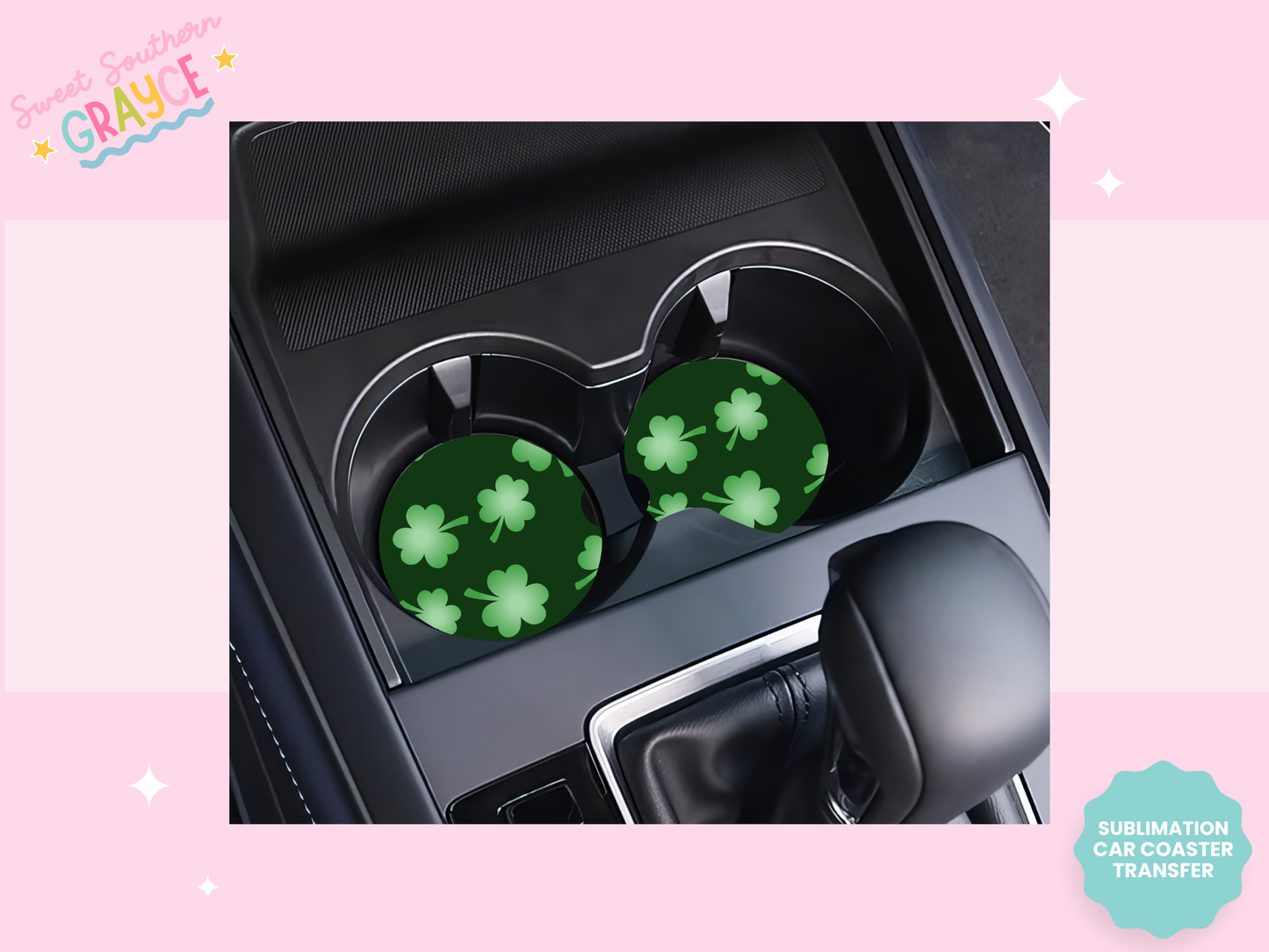 CAR COASTER SUBLIMATION TRANSFER - CLOVERS