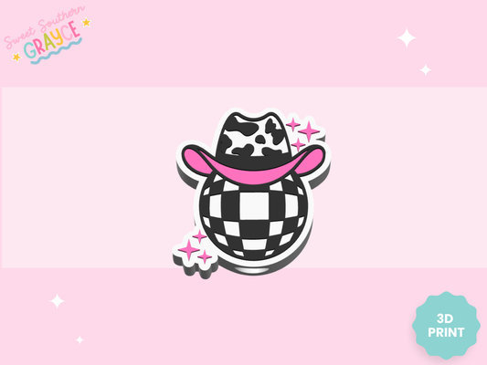 3D STRAW TOPPER- COWGIRL DISCO BALL