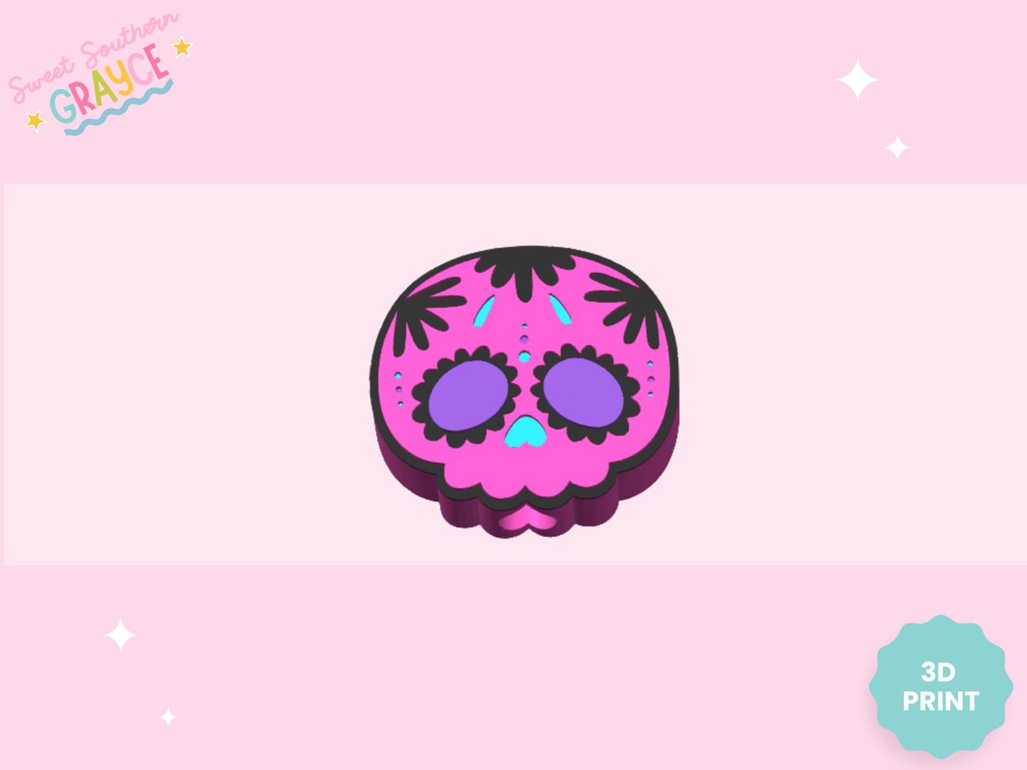 3D STRAW TOPPER- SUGAR SKULL