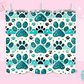 20oz SUBLIMATION TRANSFER - TEAL GLITTER PAWS