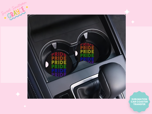 CAR COASTER SUBLIMATION TRANSFER - PRIDE RAINBOW