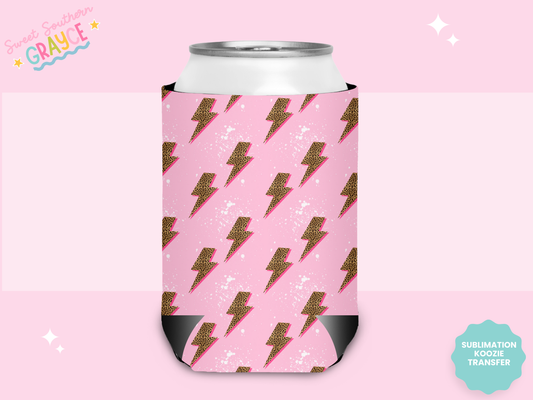 CAN KOOZIE SUB TRANSFER - PINK LIGHTING BOLTS