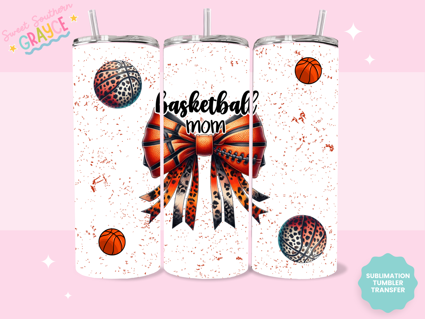 20oz SUBLIMATION TRANSFER - BASKETBALL MOM BOW