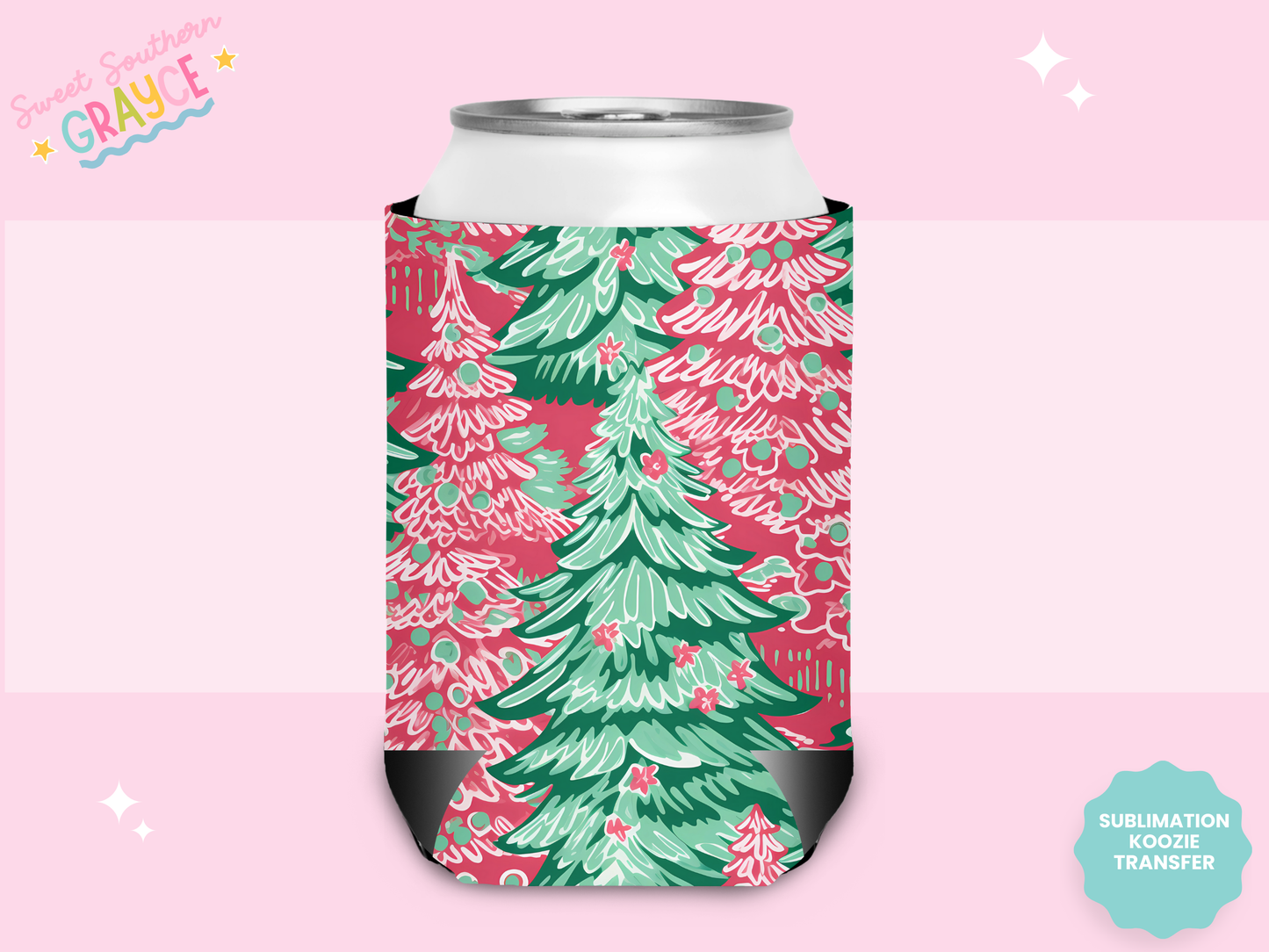 CAN KOOZIE SUB TRANSFER - CHRISTMAS TREES