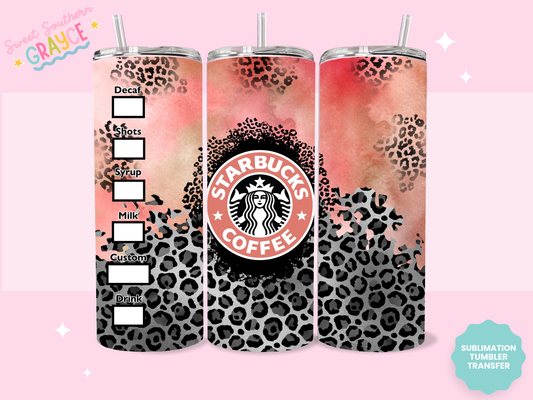 20oz SUBLIMATION TRANSFER - SBUCKS PINK CHEETAH