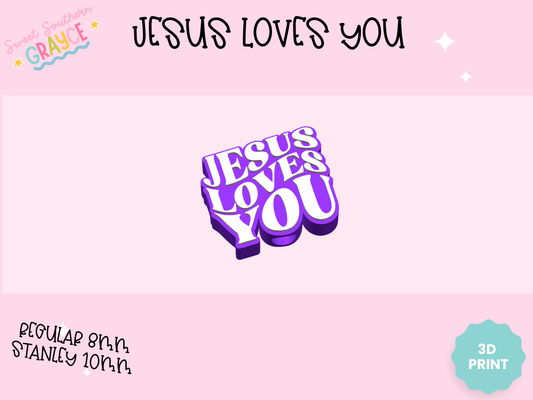 3D STRAW TOPPER- JESUS LOVES YOU