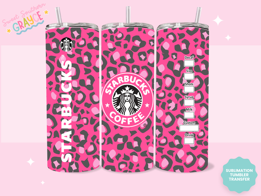 20oz SUBLIMATION TRANSFER - PINK CHEETAH SBUCKS