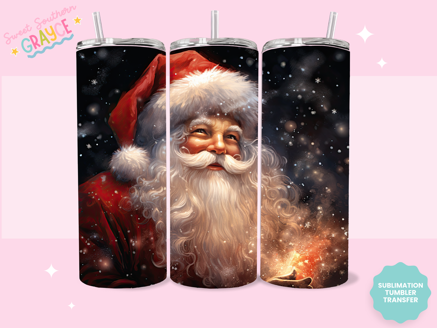 20oz SUBLIMATION TRANSFER - LIGHT SANTA