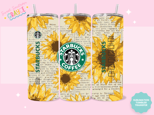 20oz SUBLIMATION TRANSFER - SBUCKS SUNFLOWERS