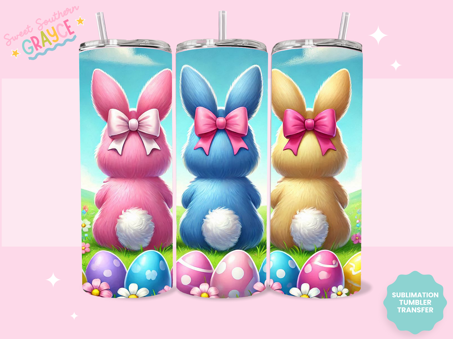 20oz SUBLIMATION TRANSFER - COLORFUL BUNNIES